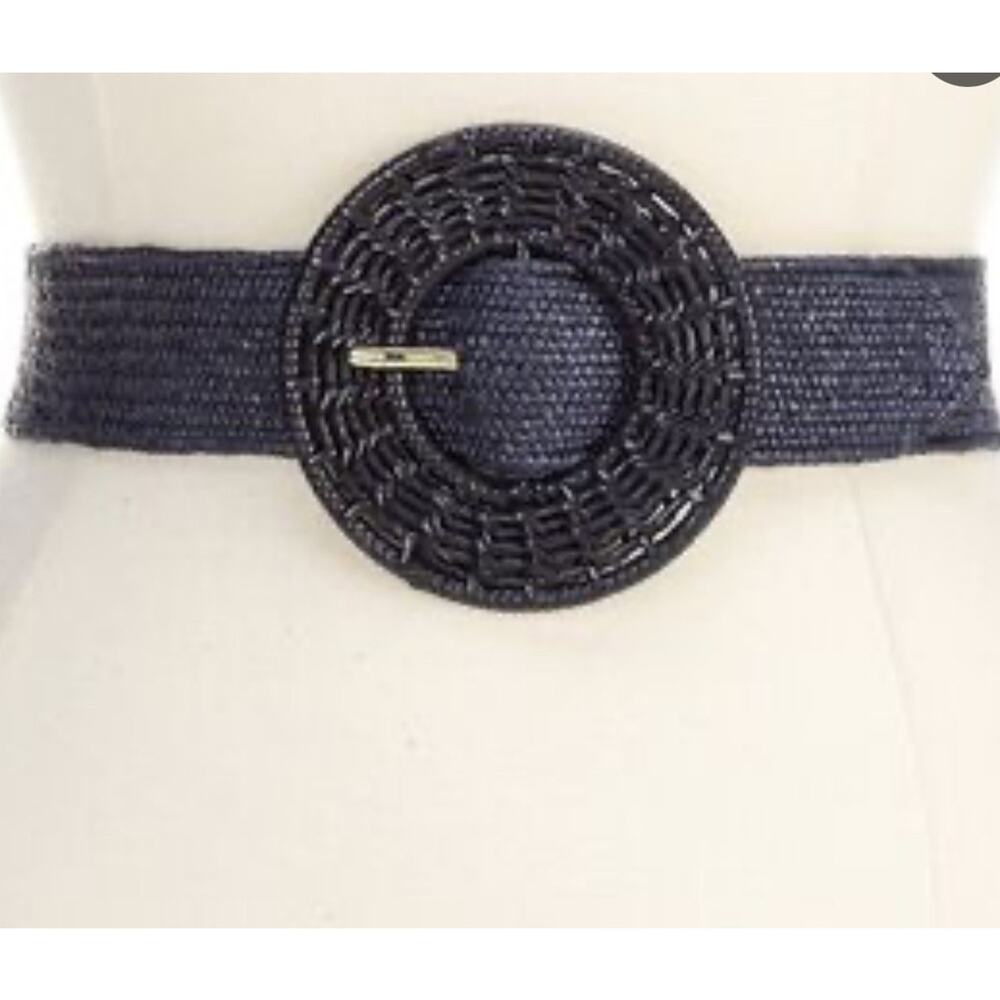 J.mclaughlin Popie Grassclot Belt dark brown woven rattan wicker preppy 34”